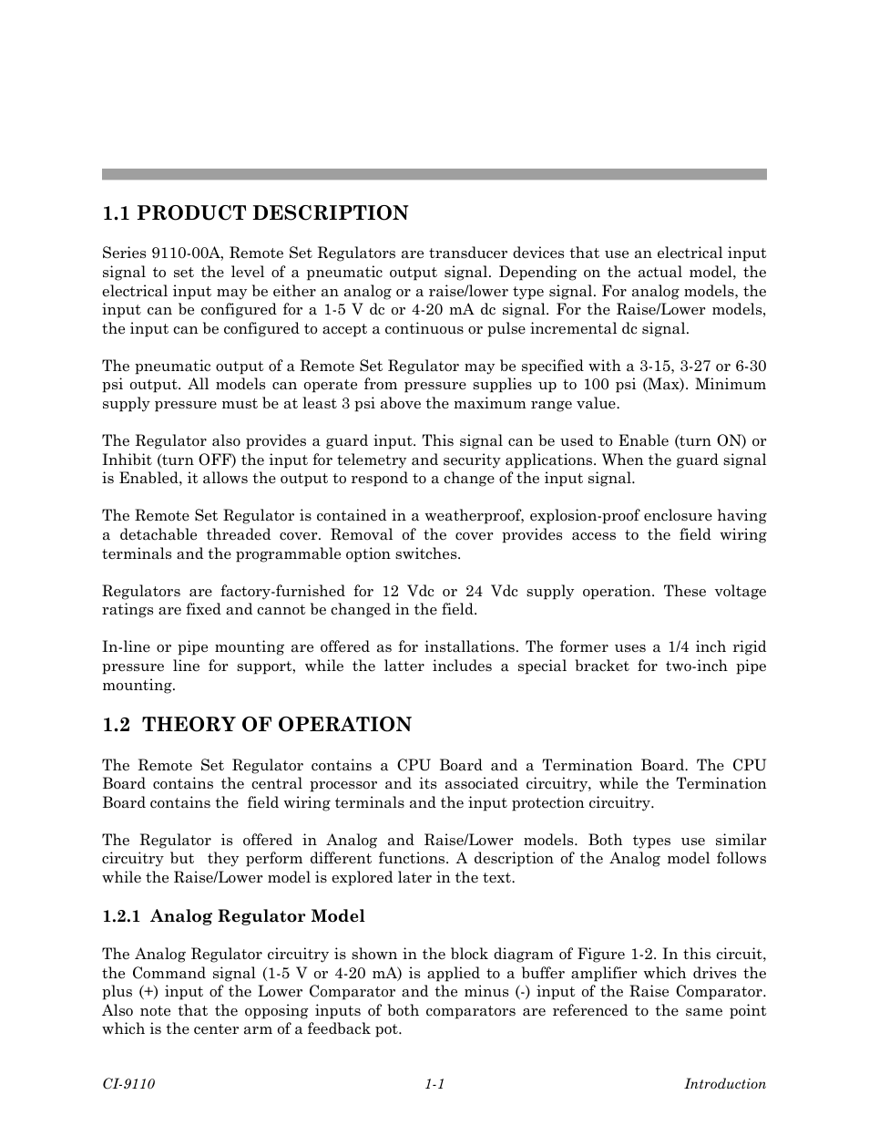 9110ch1.pdf, Introduction, Chapter 1 | Emerson Process Management Bristol Series 9110 User Manual | Page 11 / 74