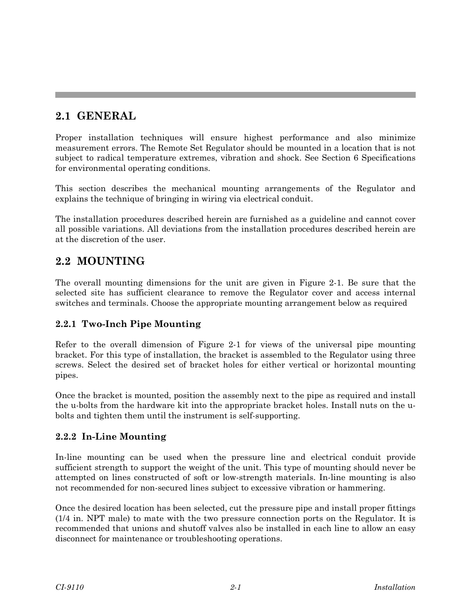 9110ch2.pdf, Installation, Chapter 2 | Emerson Process Management Bristol Series 9110 User Manual | Page 19 / 74