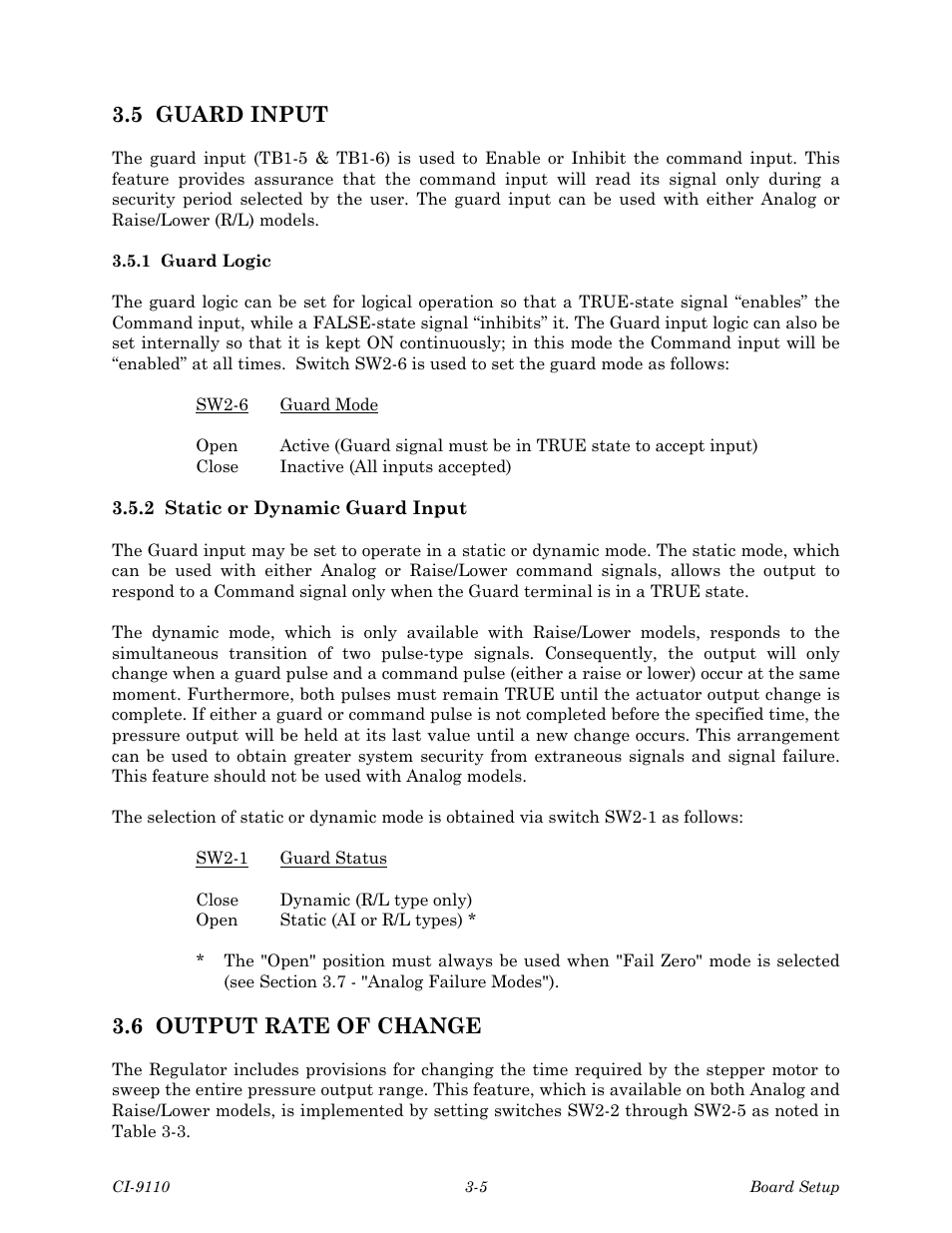 5 guard input, 6 output rate of change | Emerson Process Management Bristol Series 9110 User Manual | Page 29 / 74