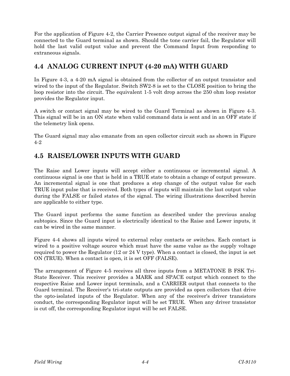 4 analog current input (4-20 ma) with guard, 5 raise/lower inputs with guard | Emerson Process Management Bristol Series 9110 User Manual | Page 36 / 74