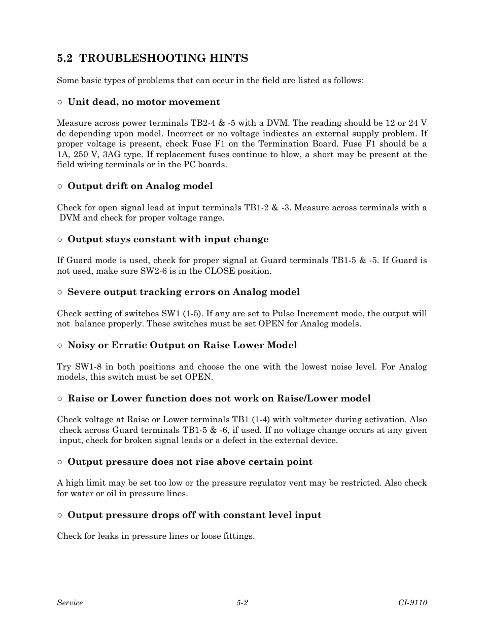 2 troubleshooting hints | Emerson Process Management Bristol Series 9110 User Manual | Page 42 / 74