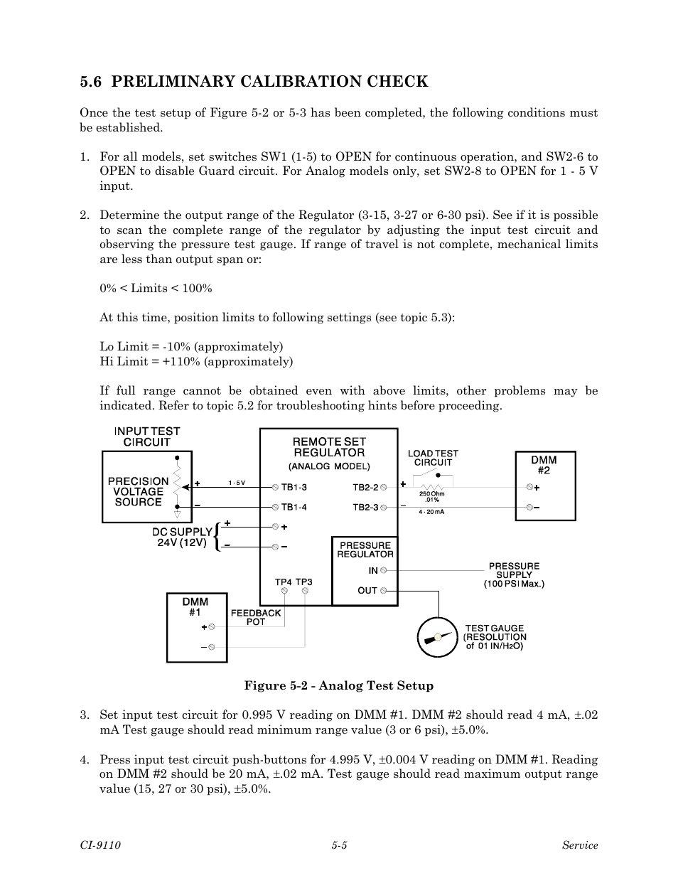 6 preliminary calibration check | Emerson Process Management Bristol Series 9110 User Manual | Page 45 / 74