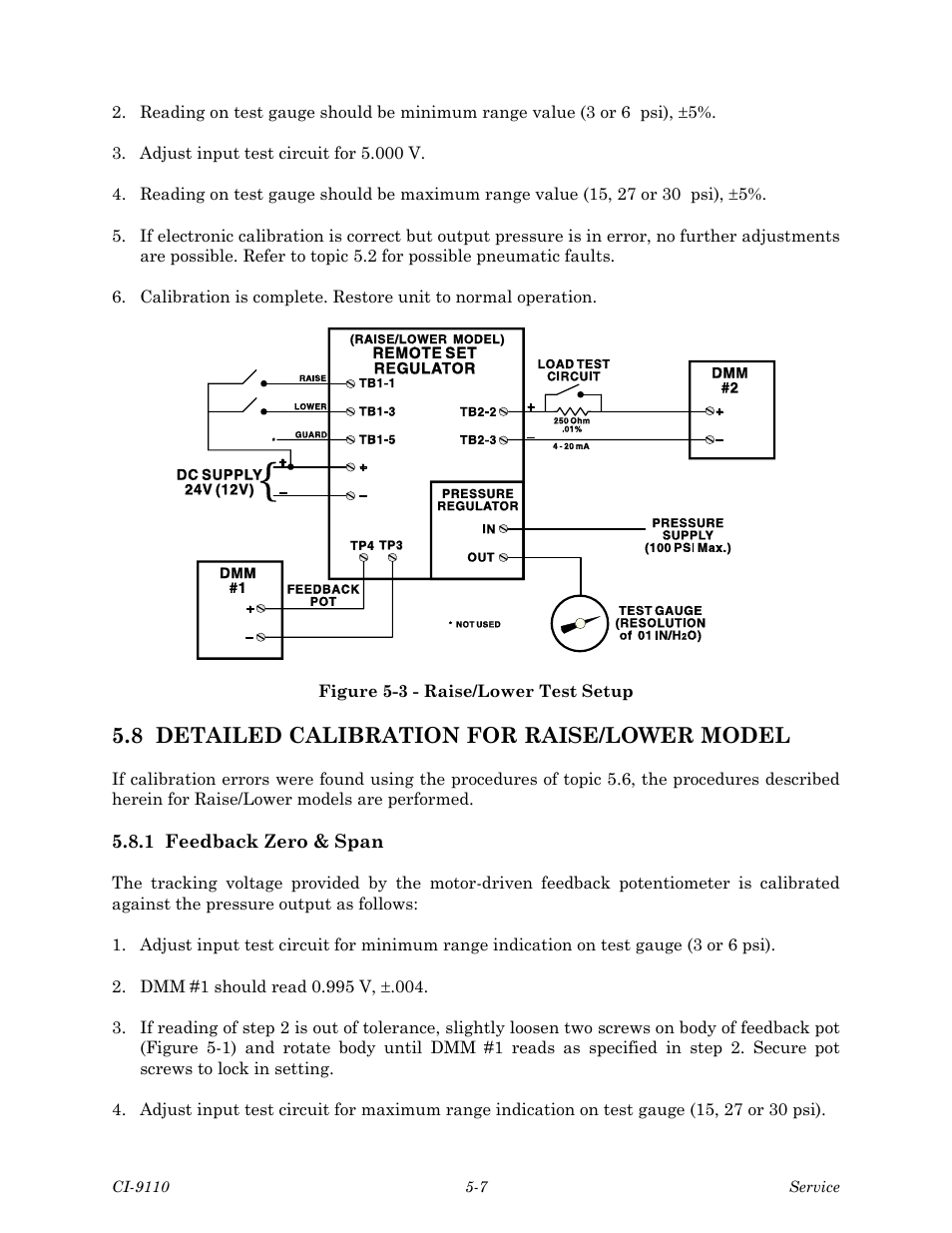 8 detailed calibration for raise/lower model | Emerson Process Management Bristol Series 9110 User Manual | Page 47 / 74