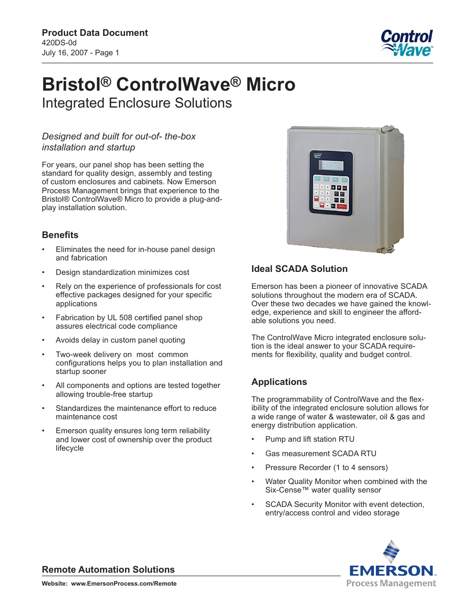 Emerson Process Management Bristol ControlWave CW_30 User Manual | 4 pages