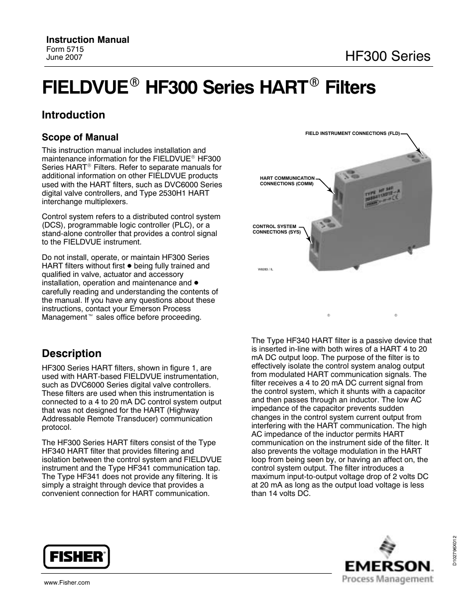 Emerson Process Management HF300 User Manual | 4 pages