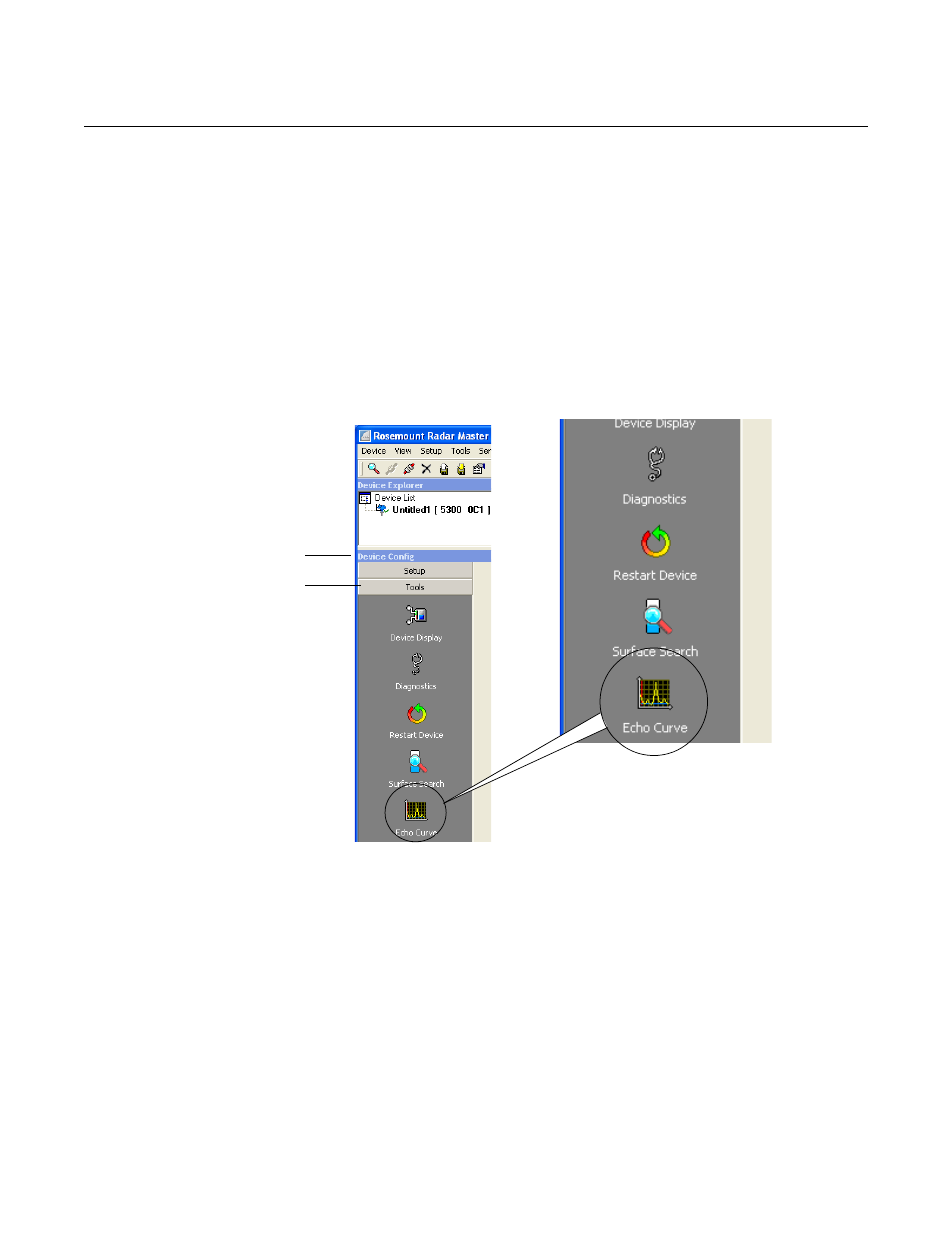 Using the echo curve analyzer -10, Using the rosemount radar master -10, Rosemount 5300 series | Emerson Process Management ROSEMOUNT 5300 User Manual | Page 140 / 324