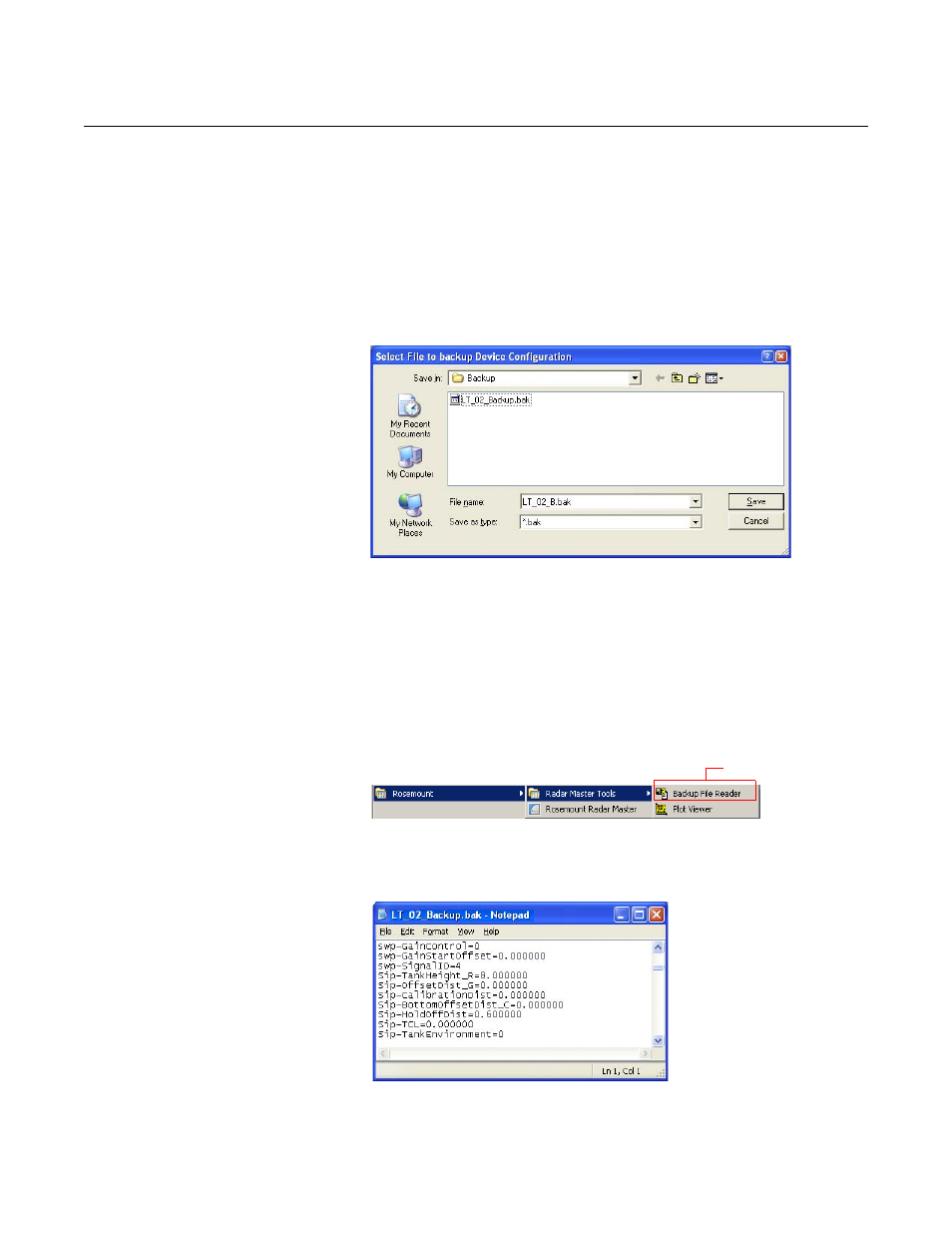 Backing up the transmitter configuration -20, Rosemount 5300 series | Emerson Process Management ROSEMOUNT 5300 User Manual | Page 150 / 324