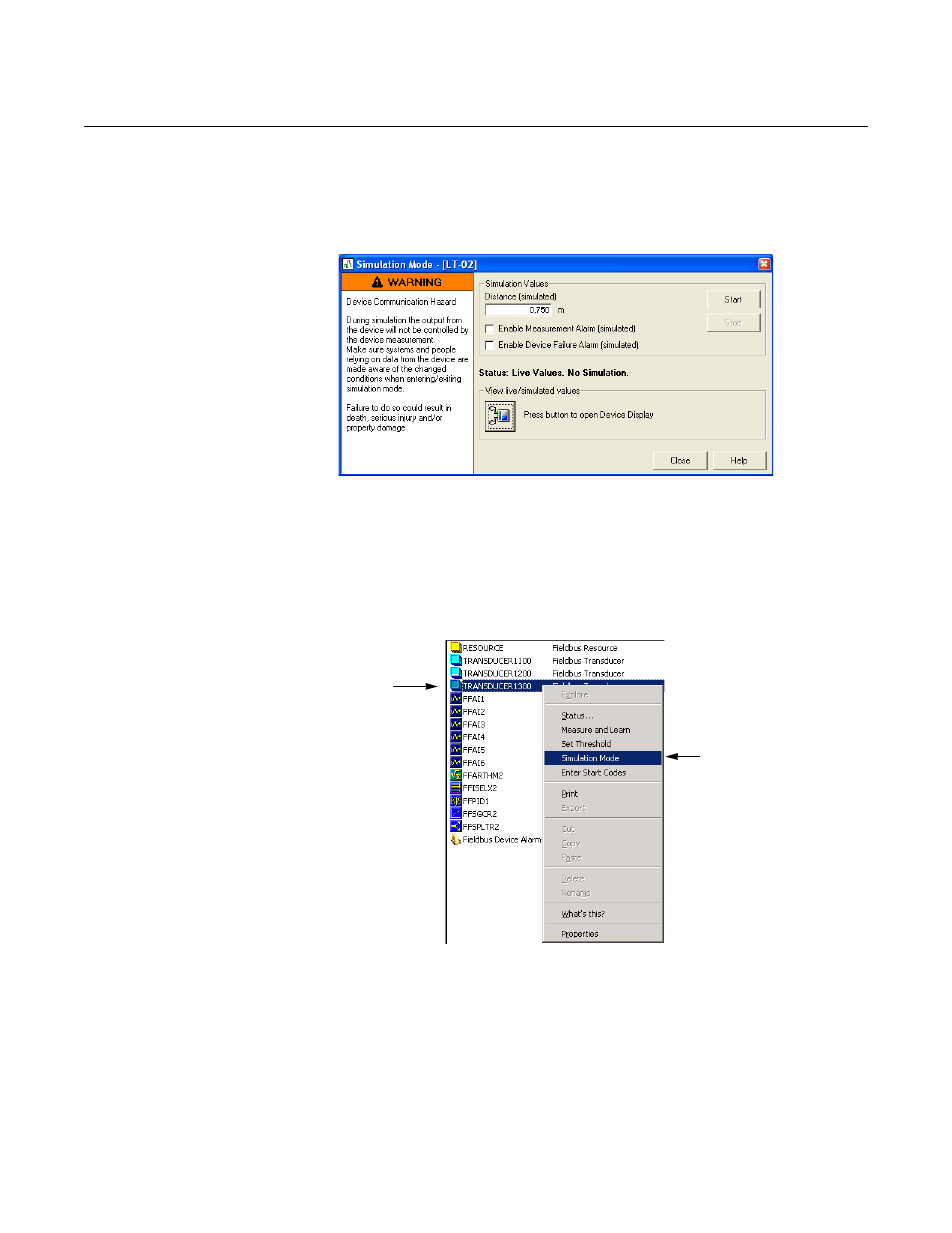 Using the simulation mode -25, Rosemount 5300 series | Emerson Process Management ROSEMOUNT 5300 User Manual | Page 155 / 324