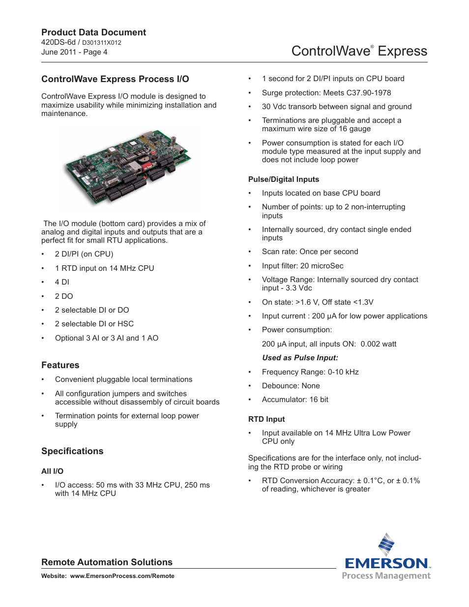 Controlwave, Express | Emerson Process Management Bristol ControlWave Express User Manual | Page 4 / 11