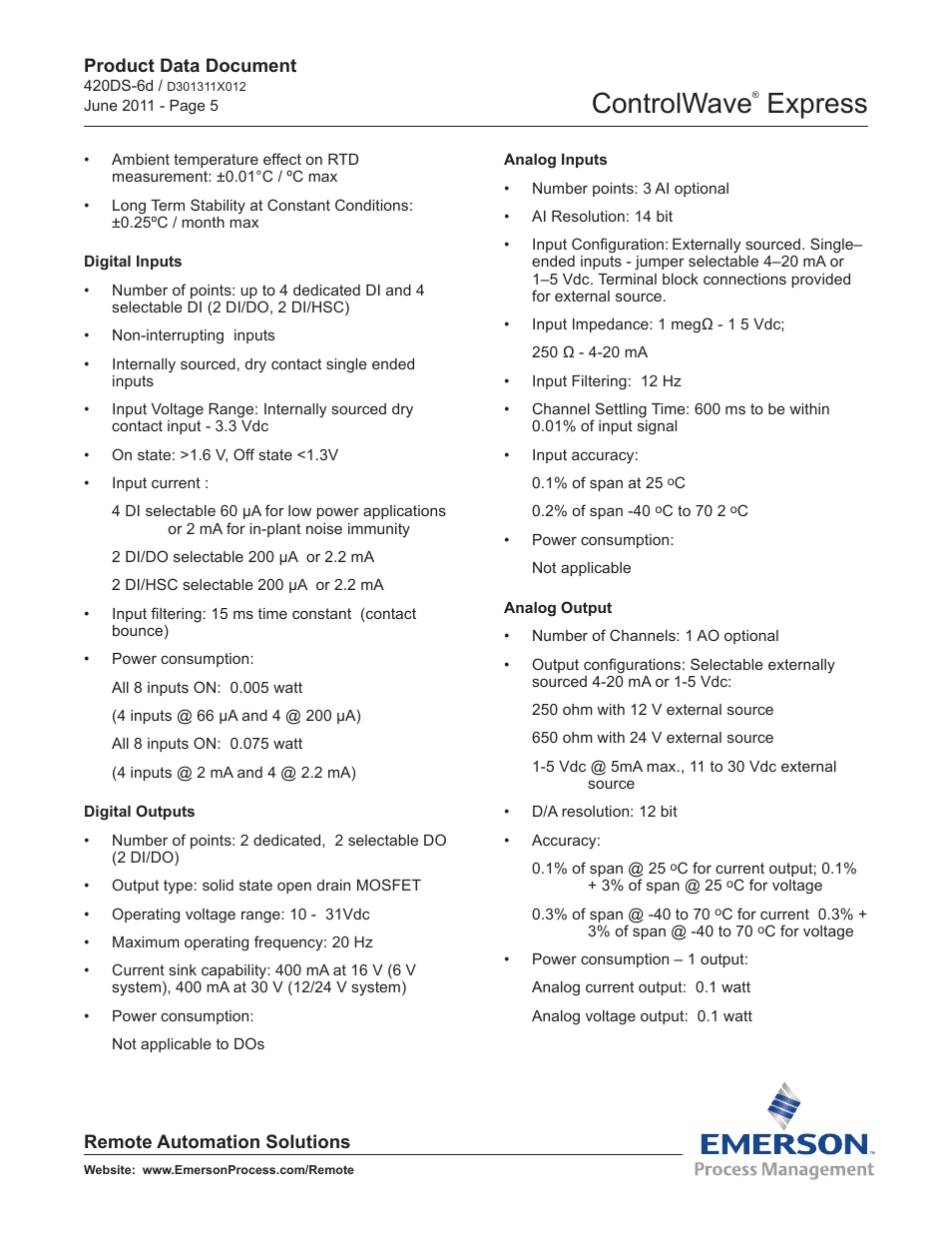 Controlwave, Express | Emerson Process Management Bristol ControlWave Express User Manual | Page 5 / 11