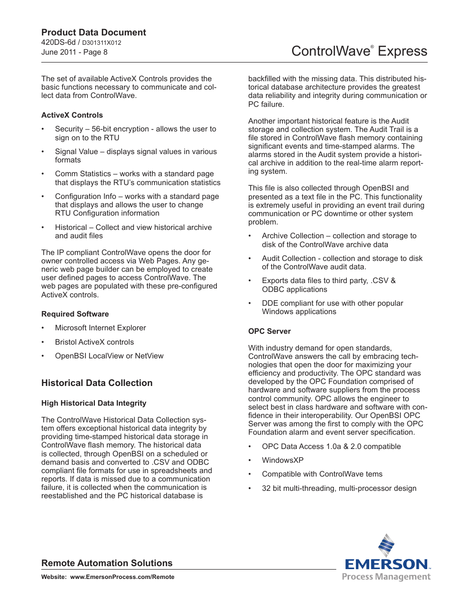 Controlwave, Express | Emerson Process Management Bristol ControlWave Express User Manual | Page 8 / 11