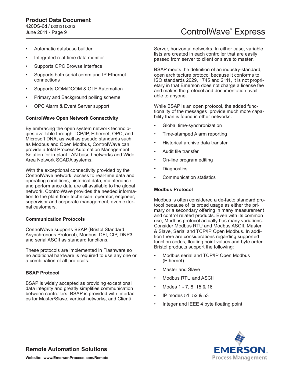 Controlwave, Express | Emerson Process Management Bristol ControlWave Express User Manual | Page 9 / 11