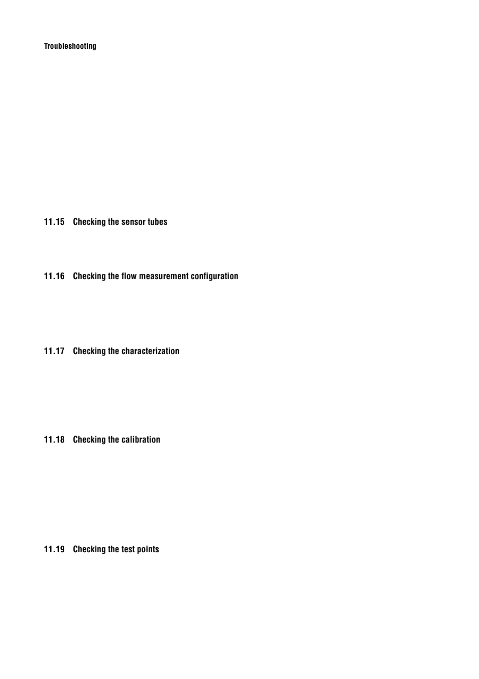 15 checking the sensor tubes, 16 checking the flow measurement configuration, 17 checking the characterization | 18 checking the calibration, 19 checking the test points, Checking the sensor tubes, Checking the flow measurement configuration, Checking the characterization, Checking the calibration, Checking the test points | Emerson Process Management MICRO MOTION 2400S User Manual | Page 130 / 188