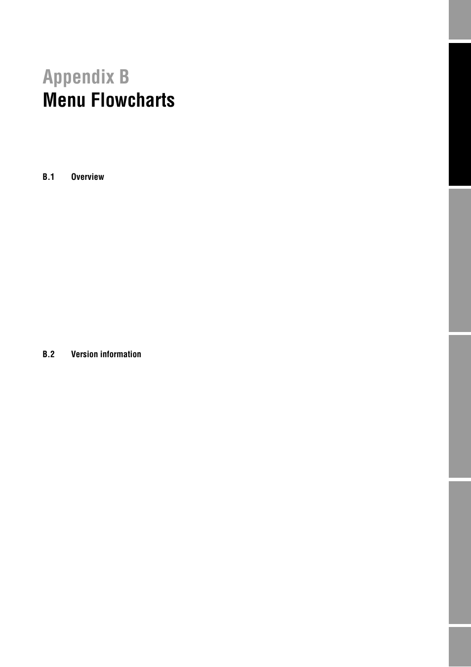 Menu flowcharts, B.1 overview, B.2 version information | Appendix b menu flowcharts, Overview, Version information | Emerson Process Management MICRO MOTION 2400S User Manual | Page 143 / 188