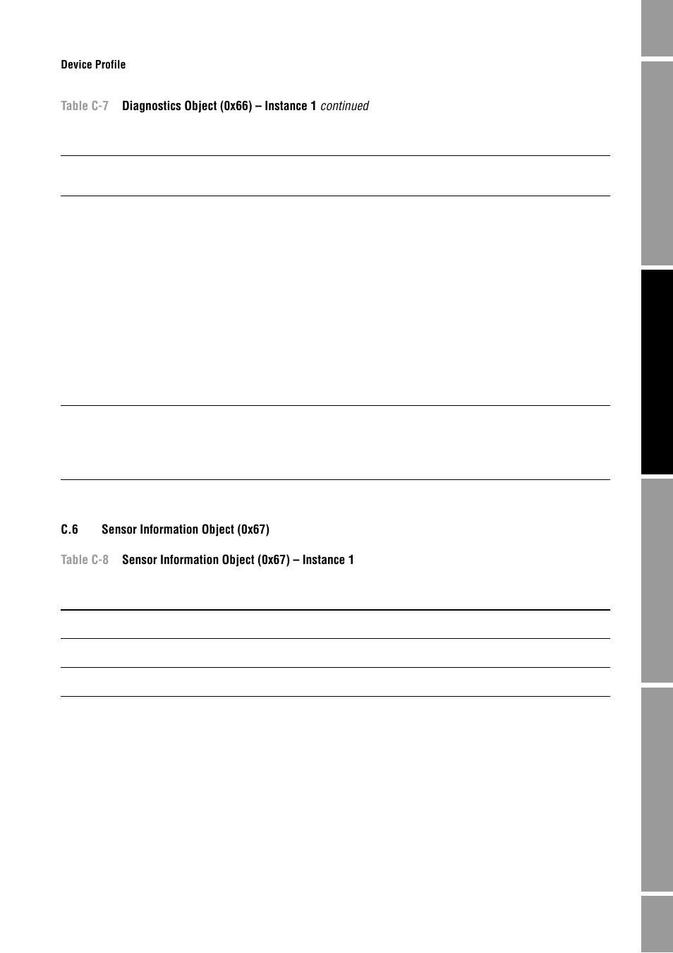 C.6 sensor information object (0x67), Sensor information object (0x67), See table c-8 | Emerson Process Management MICRO MOTION 2400S User Manual | Page 167 / 188