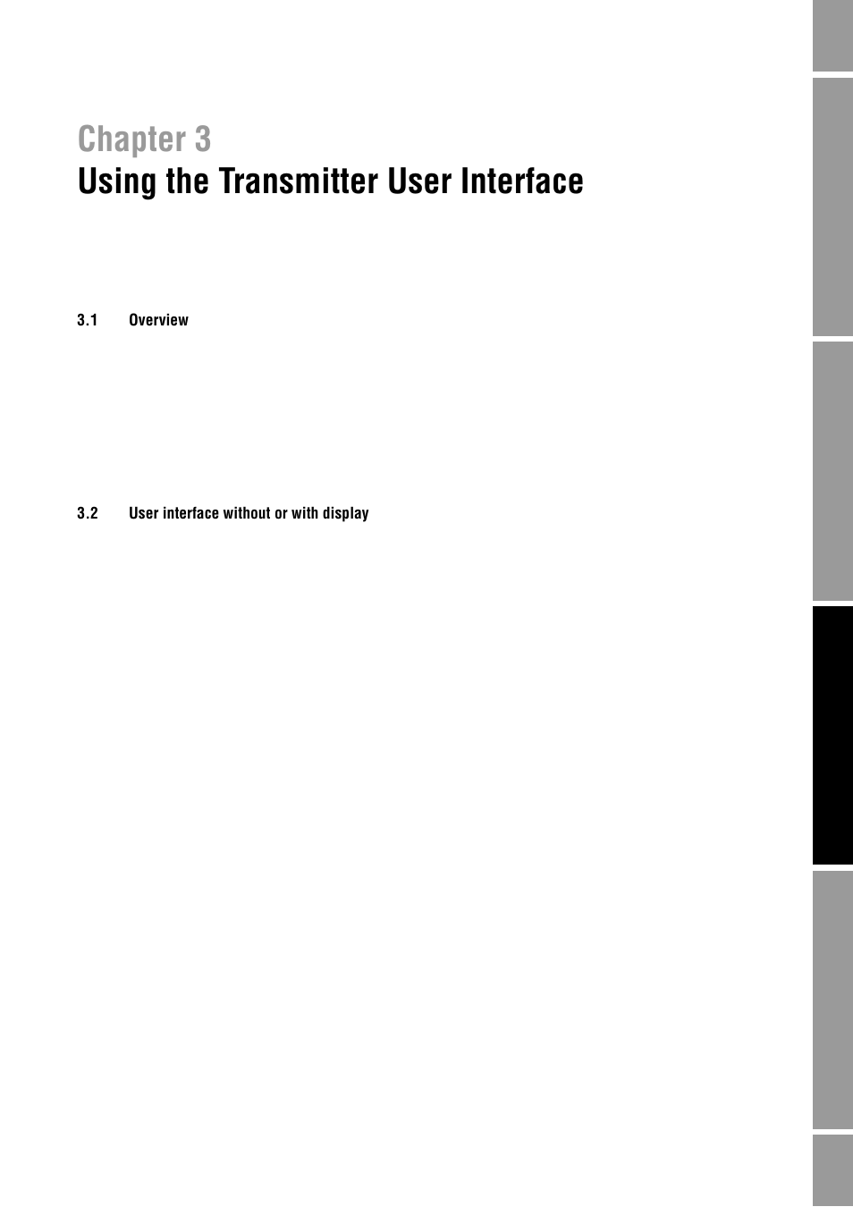 Using the transmitter user interface, 1 overview, 2 user interface without or with display | Chapter 3, Overview, User interface without or with display, Chapter 3 using the transmitter user interface | Emerson Process Management MICRO MOTION 2400S User Manual | Page 17 / 188