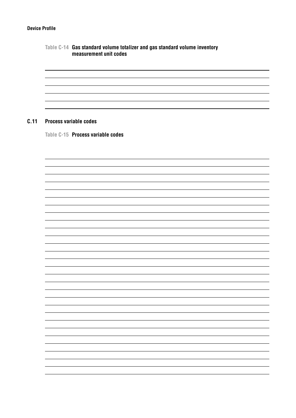 C.11 process variable codes, C.11, Process variable codes | H c-14, E table c-15 | Emerson Process Management MICRO MOTION 2400S User Manual | Page 174 / 188