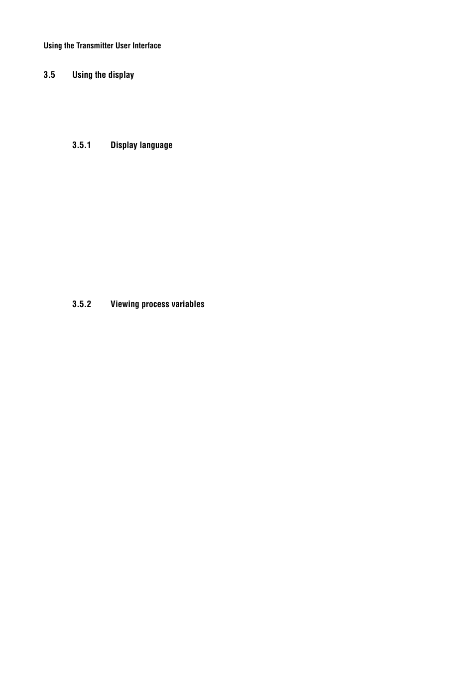 5 using the display, 1 display language, 2 viewing process variables | Using the display 3.5.1, Display language, Viewing process variables, See section 3.5 | Emerson Process Management MICRO MOTION 2400S User Manual | Page 20 / 188