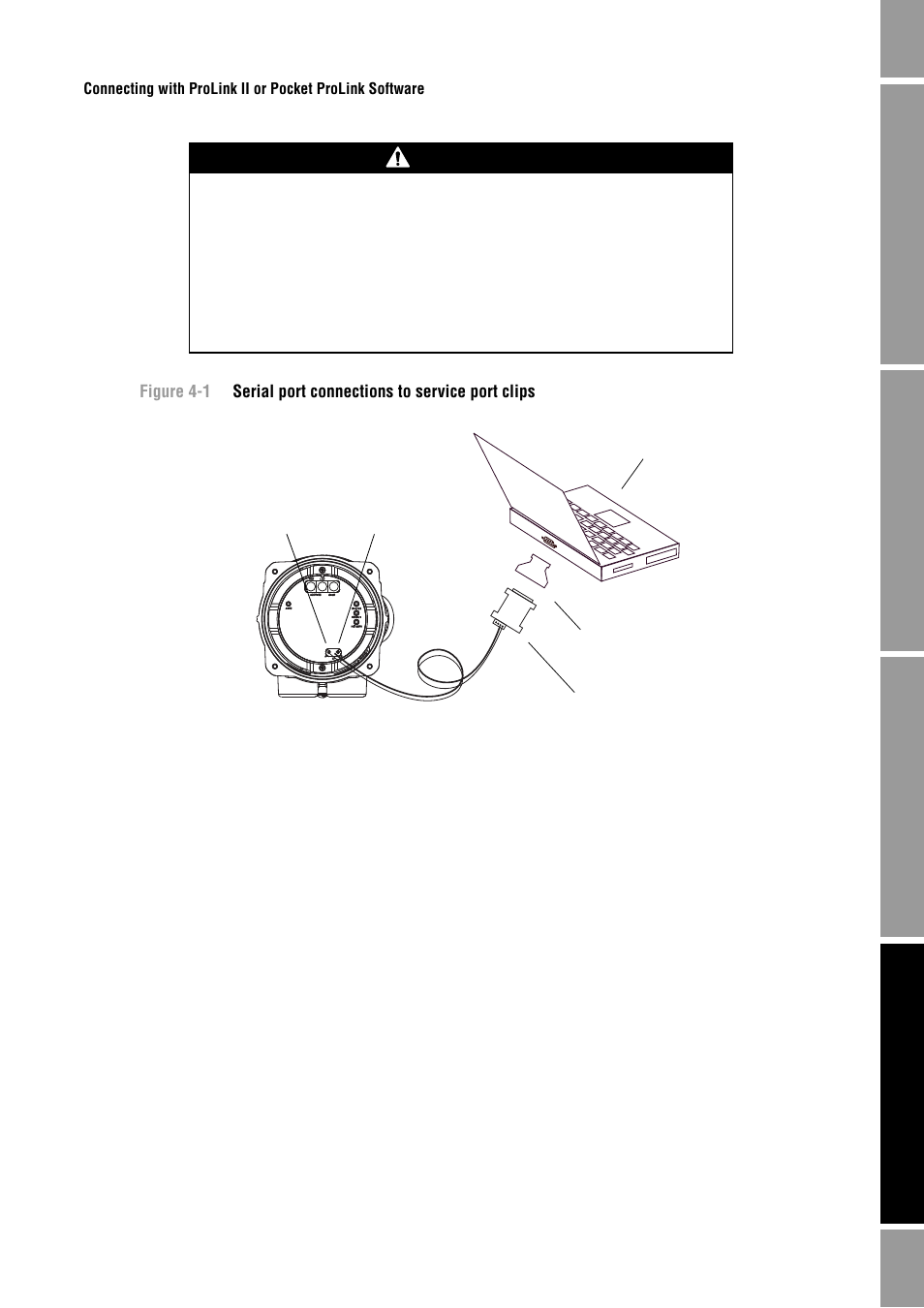 Clips. see figure 4-1, Warning | Emerson Process Management MICRO MOTION 2400S User Manual | Page 27 / 188