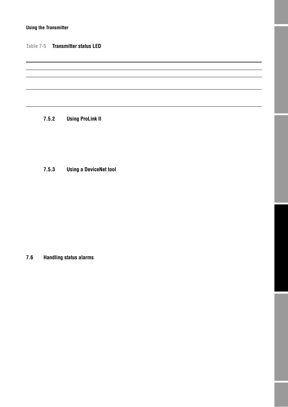 2 using prolink ii, 3 using a devicenet tool, 6 handling status alarms | Using prolink ii, Using a devicenet tool, Handling status alarms, Ee section 7.6 | Emerson Process Management MICRO MOTION 2400S User Manual | Page 51 / 188