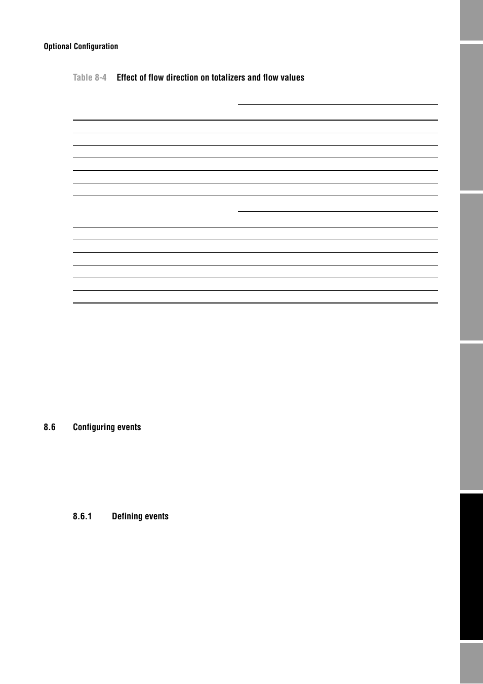 6 configuring events, 1 defining events, Configuring events 8.6.1 | Defining events, Table 8-4 | Emerson Process Management MICRO MOTION 2400S User Manual | Page 69 / 188