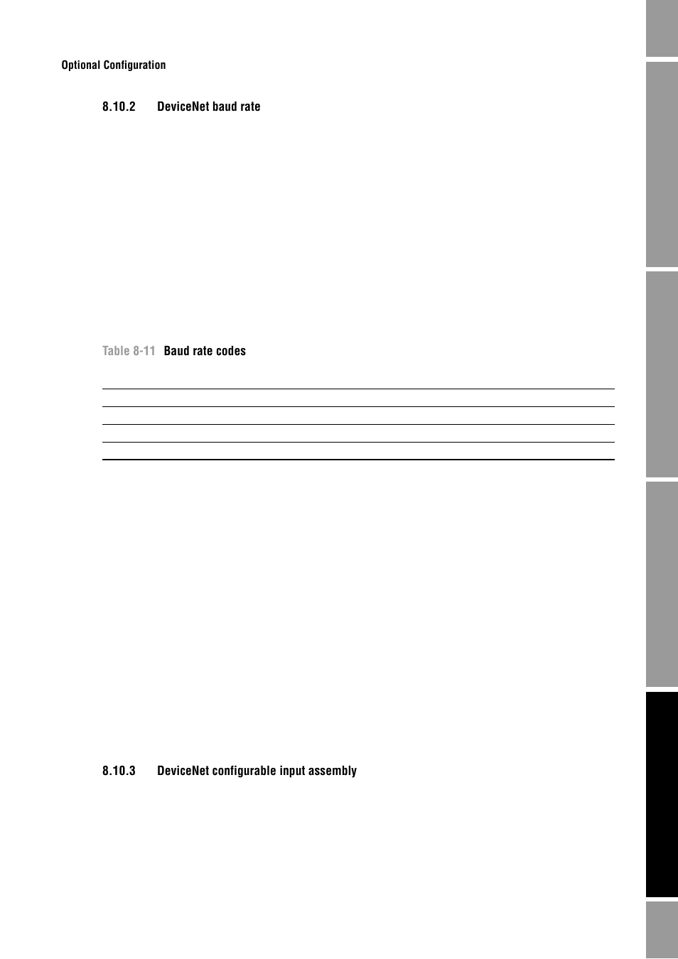2 devicenet baud rate, 3 devicenet configurable input assembly, Devicenet baud rate | Devicenet configurable input assembly, 2 fo, E section 8.10.3 for info | Emerson Process Management MICRO MOTION 2400S User Manual | Page 79 / 188