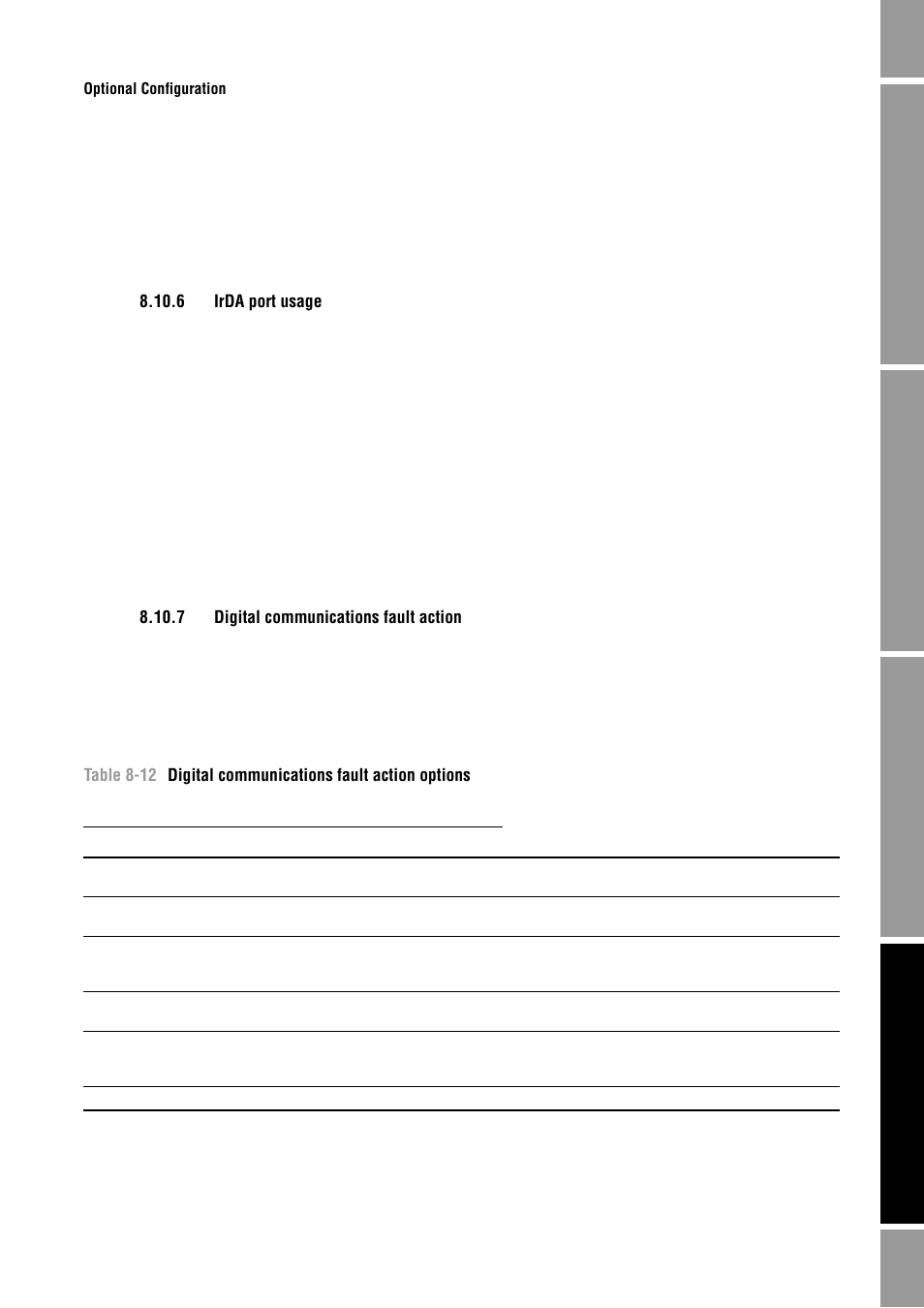 6 irda port usage, 7 digital communications fault action, Irda port usage | Digital communications fault action, E section 8.10.6, Section 8.10.7), Sections 8.10.7 and, Ee section 8.10.7) | Emerson Process Management MICRO MOTION 2400S User Manual | Page 81 / 188