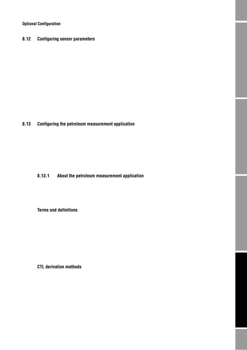 12 configuring sensor parameters, 1 about the petroleum measurement application, Configuring sensor parameters | About the petroleum measurement application, Section 8.13 | Emerson Process Management MICRO MOTION 2400S User Manual | Page 83 / 188