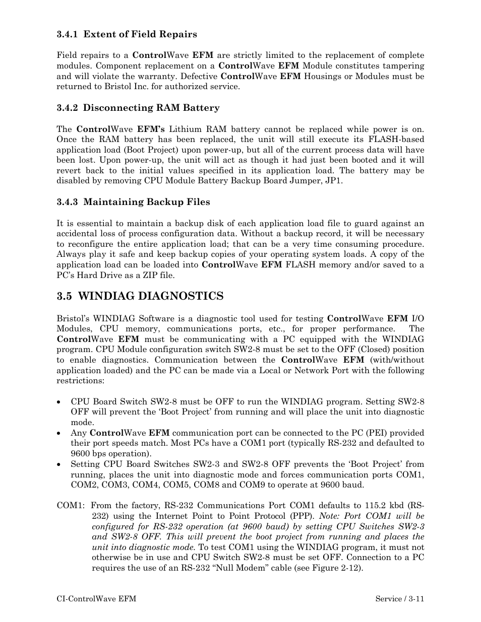 5 windiag diagnostics | Emerson Process Management ControlWave EFM 3808 User Manual | Page 127 / 306