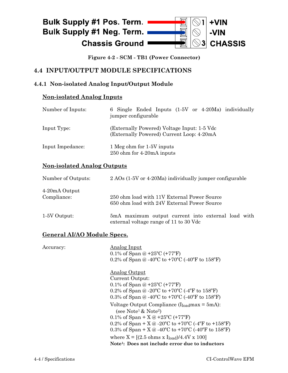 4 input/output module specifications | Emerson Process Management ControlWave EFM 3808 User Manual | Page 136 / 306