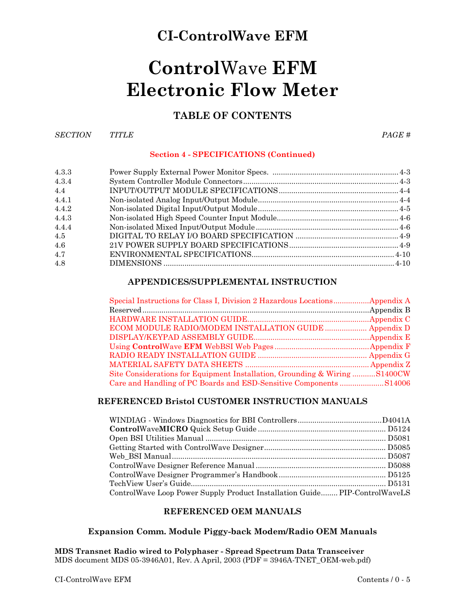 Emerson Process Management ControlWave EFM 3808 User Manual | Page 14 / 306