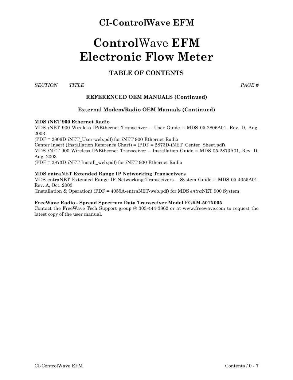 Control wave efm electronic flow meter, Ci-controlwave efm | Emerson Process Management ControlWave EFM 3808 User Manual | Page 16 / 306