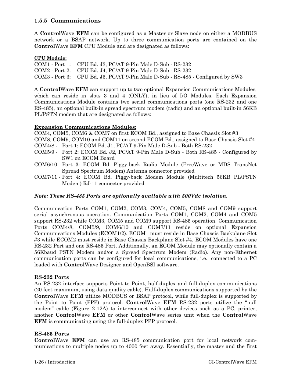 Emerson Process Management ControlWave EFM 3808 User Manual | Page 42 / 306