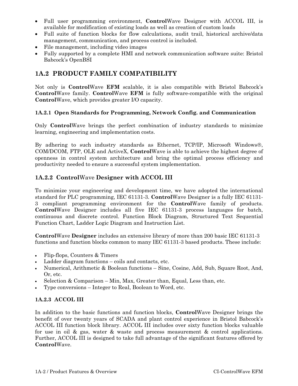 1a.2 product family compatibility | Emerson Process Management ControlWave EFM 3808 User Manual | Page 46 / 306