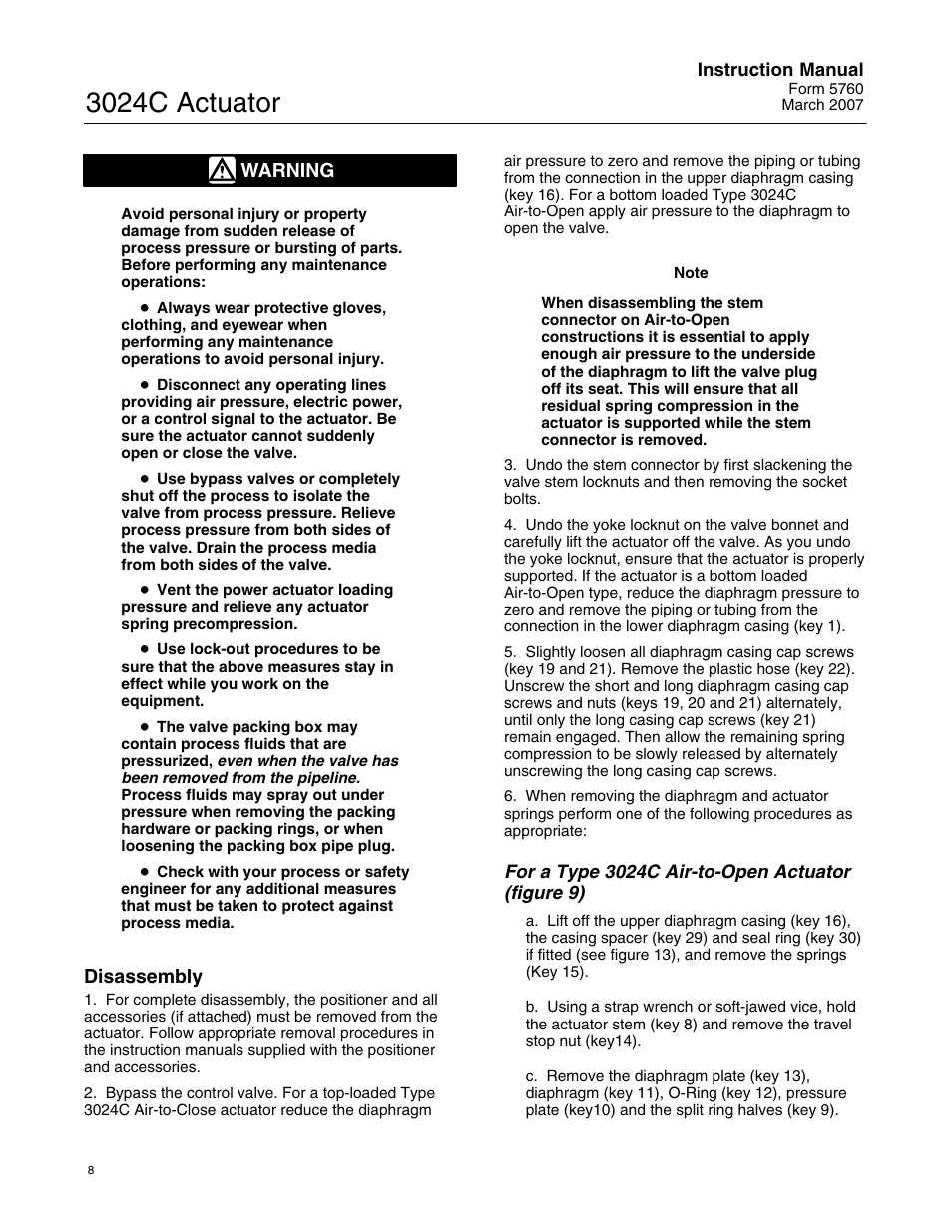 3024c actuator | Emerson Process Management 3024C User Manual | Page 8 / 20