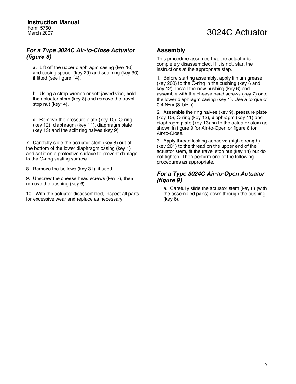 3024c actuator | Emerson Process Management 3024C User Manual | Page 9 / 20