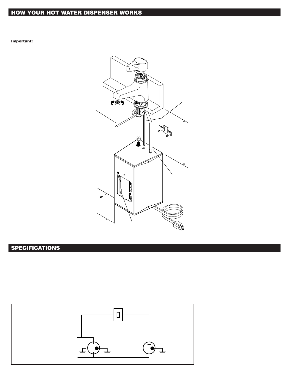 Electrical wiring, How your hot water dispenser works, Specifications | Emerson Process Management Water Dispenser User Manual | Page 2 / 8