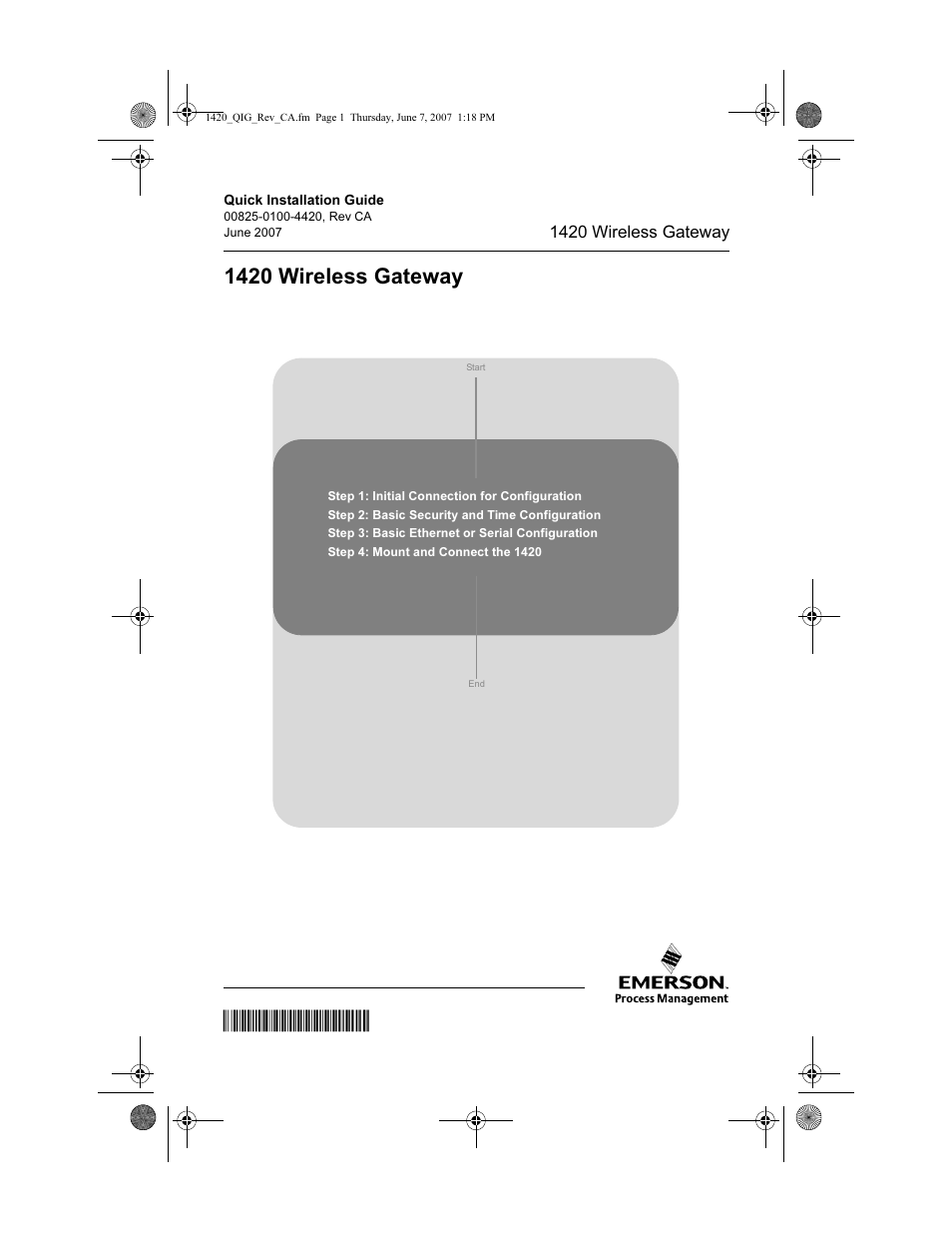 Emerson Process Management Wireless Gateway 1420 User Manual | 16 pages