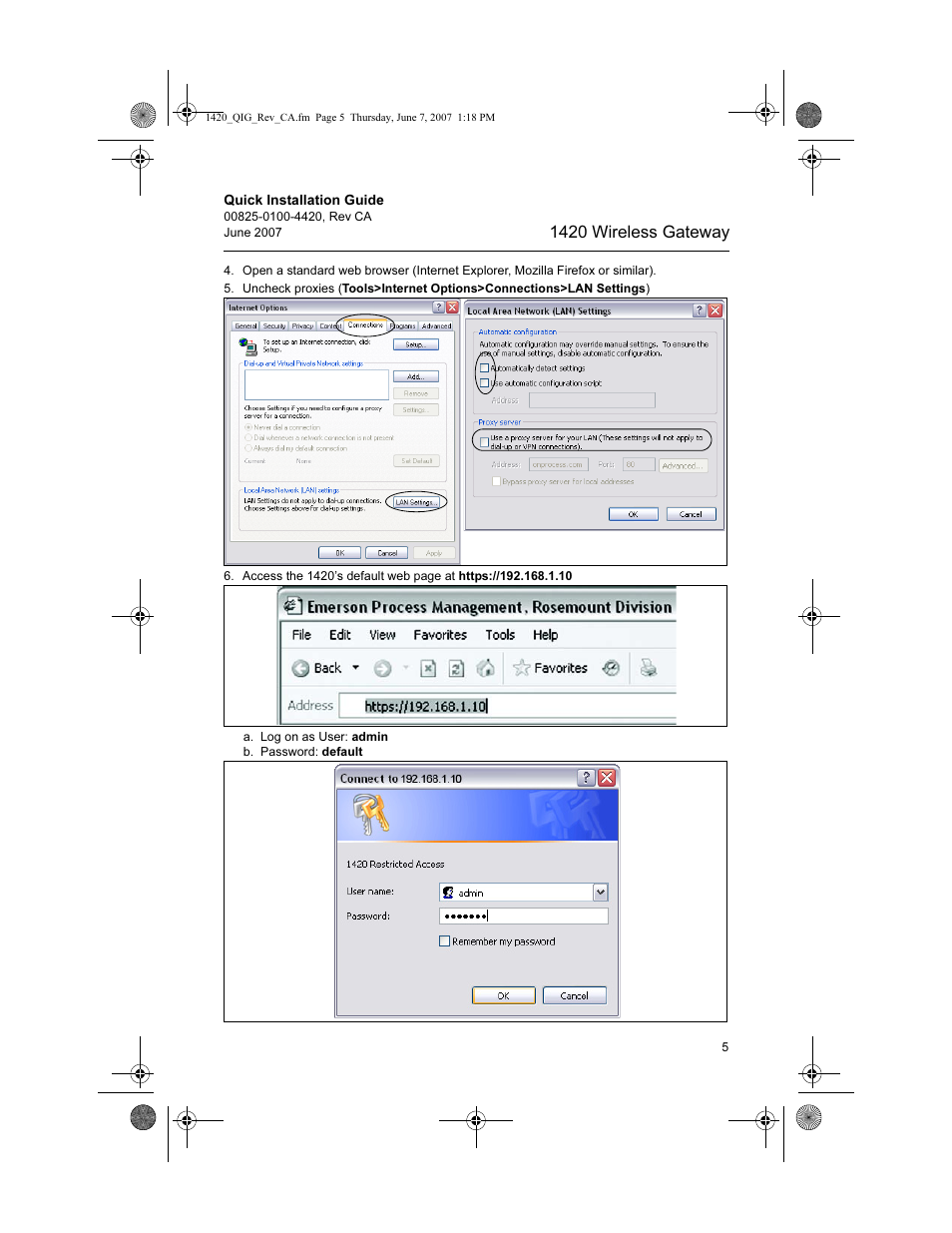 1420 wireless gateway | Emerson Process Management Wireless Gateway 1420 User Manual | Page 5 / 16