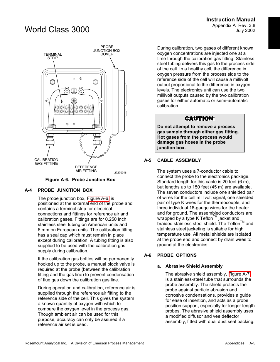 Probe junction box, Cable assembly, Probe options | World class 3000, Instruction manual | Emerson Process Management 3000 User Manual | Page 103 / 182