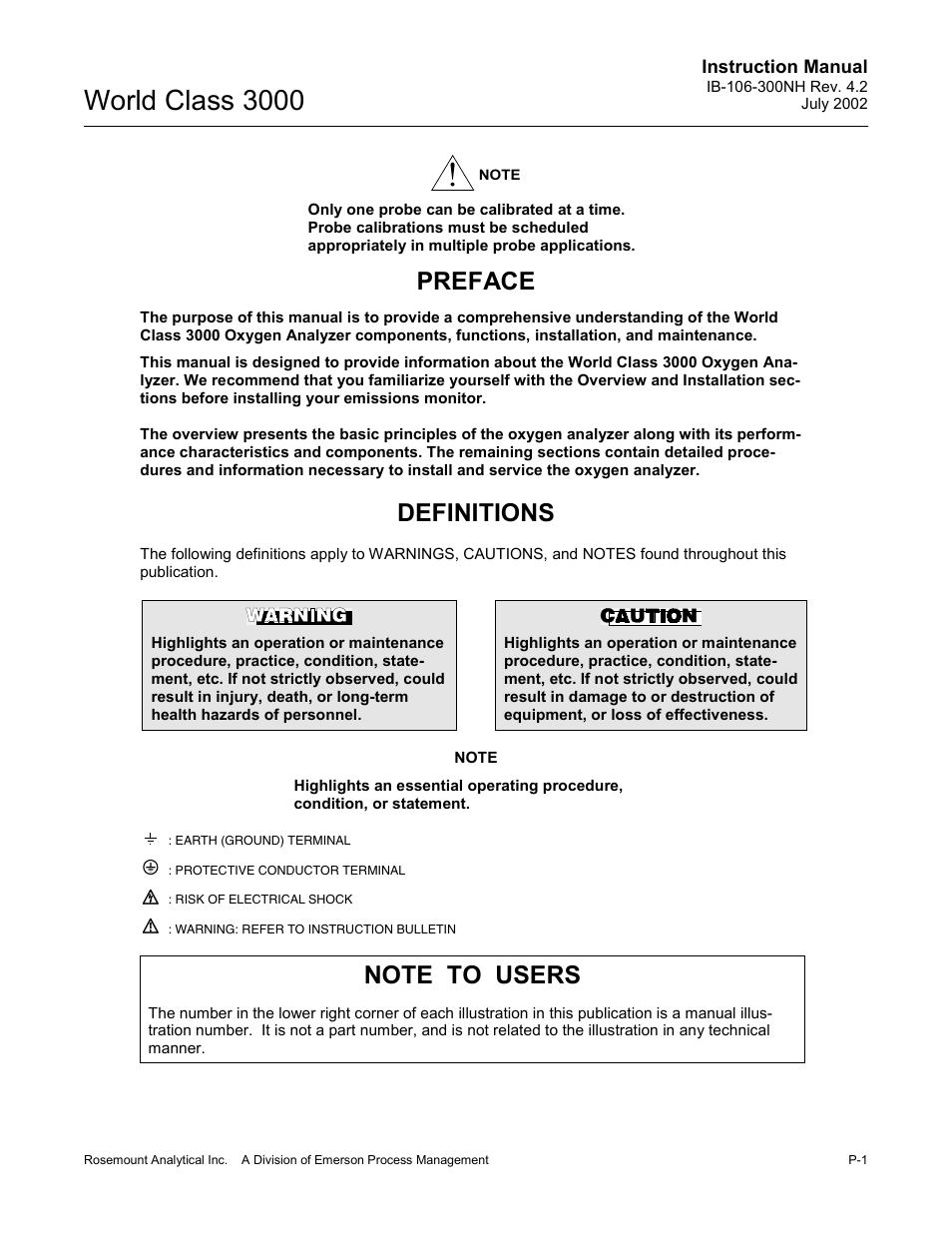 Note to users, World class 3000, Preface | Definitions | Emerson Process Management 3000 User Manual | Page 15 / 182