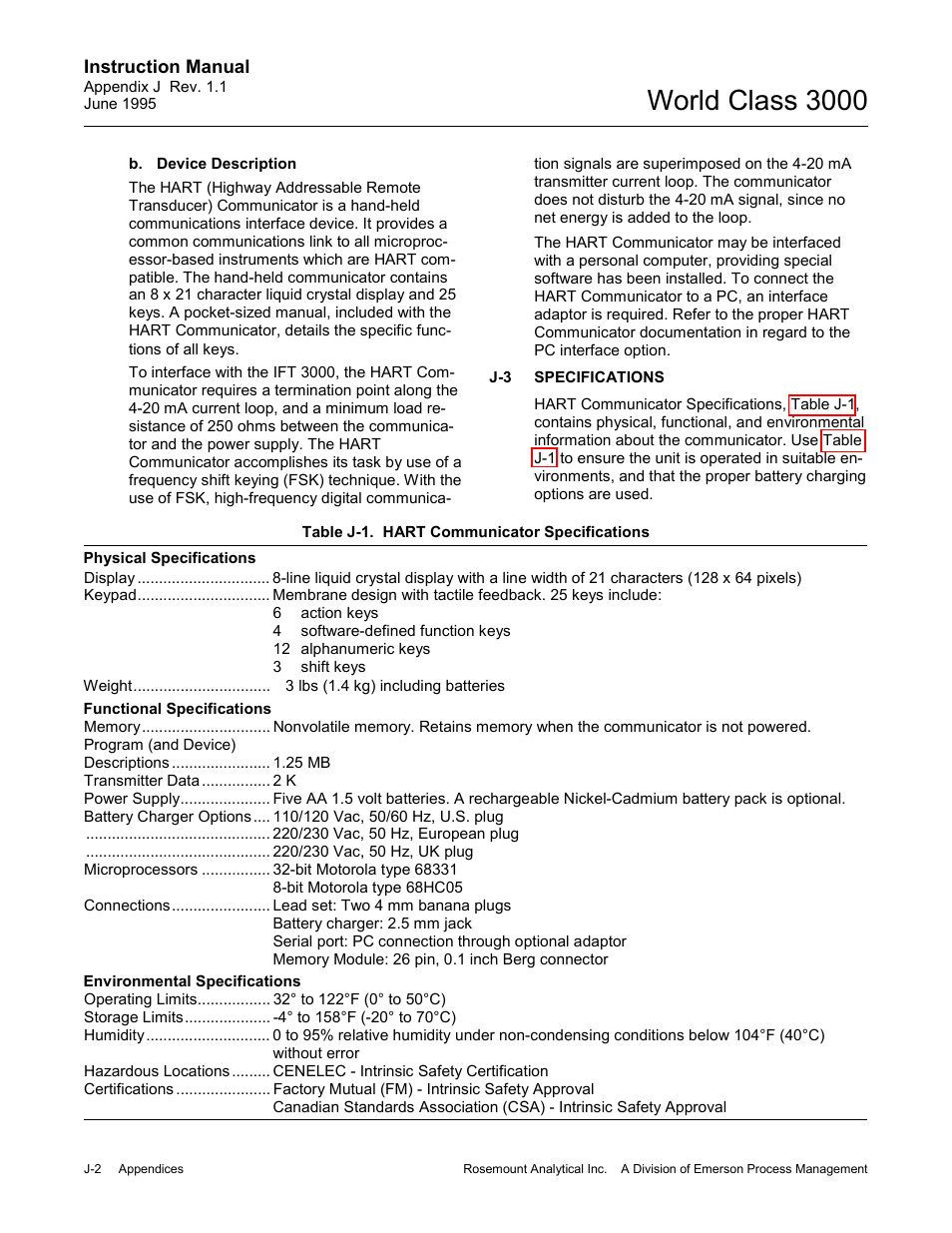 World class 3000 | Emerson Process Management 3000 User Manual | Page 166 / 182