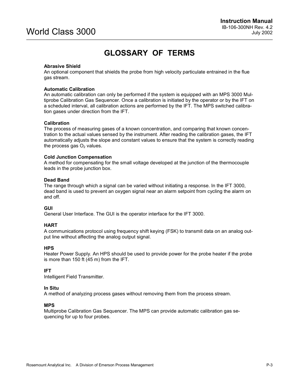 Glossary of terms, World class 3000 | Emerson Process Management 3000 User Manual | Page 17 / 182