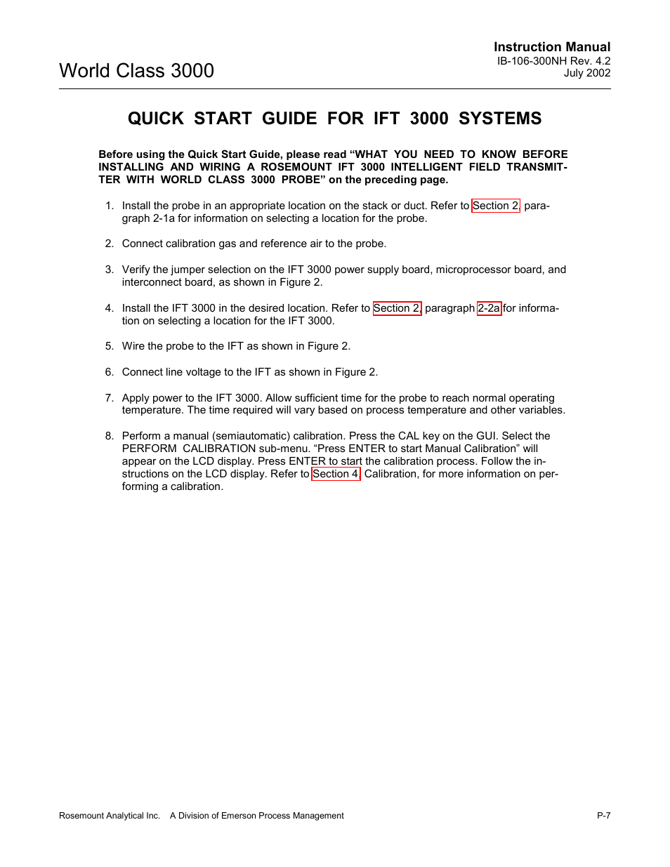 Quick start guide for ift 3000 systems, World class 3000 | Emerson Process Management 3000 User Manual | Page 21 / 182