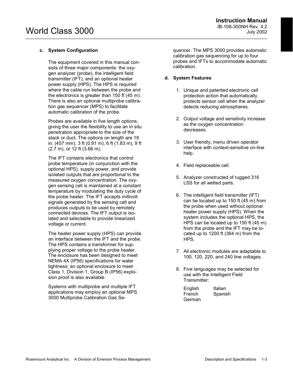 World class 3000 | Emerson Process Management 3000 User Manual | Page 27 / 182