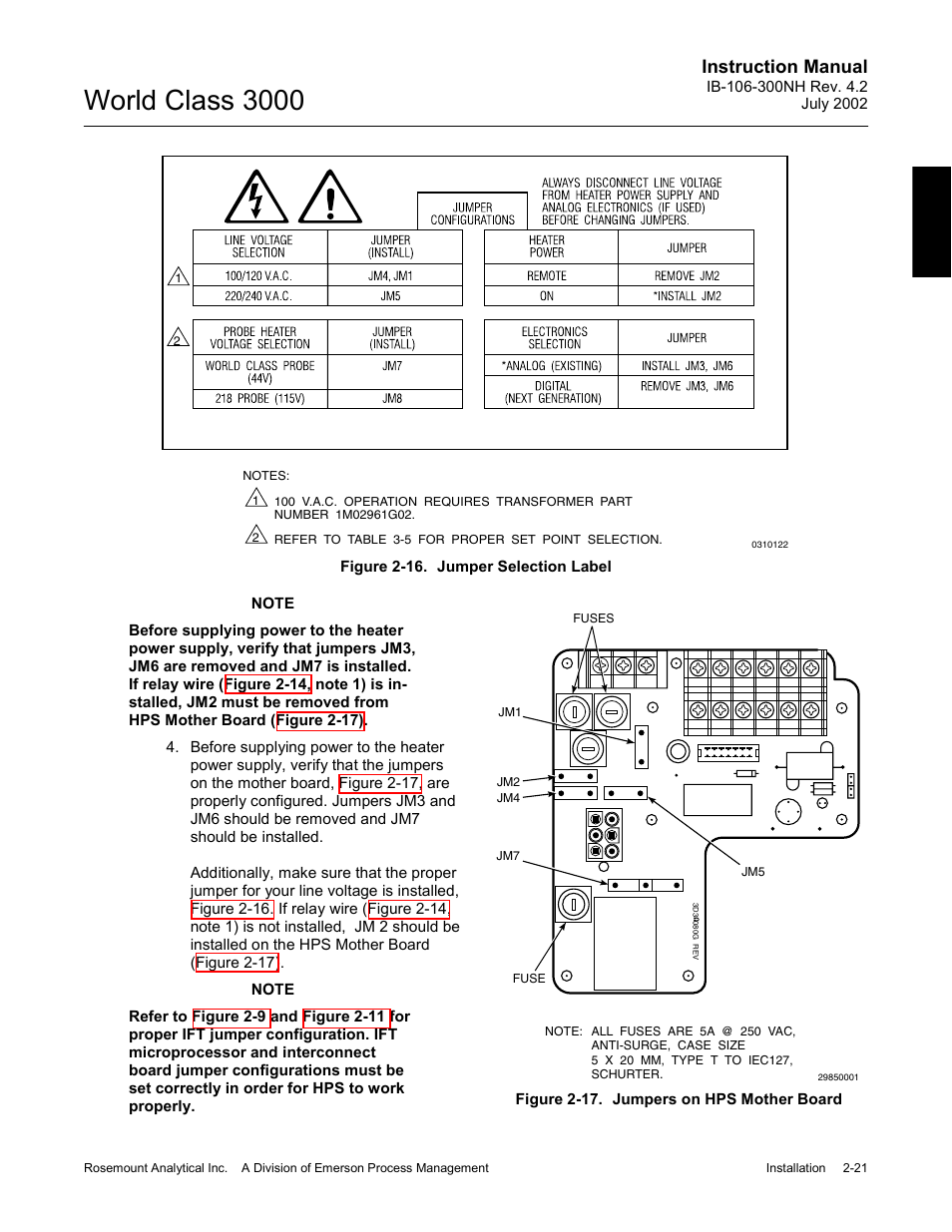 To figure 2-17 for, L, figure 2-16), World class 3000 | Instruction manual | Emerson Process Management 3000 User Manual | Page 53 / 182