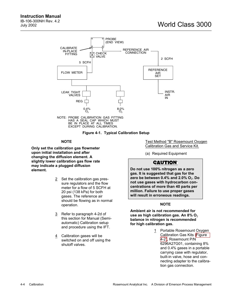 Figure 4-1. typical calibration setup -4, World class 3000, Instruction manual | Emerson Process Management 3000 User Manual | Page 64 / 182