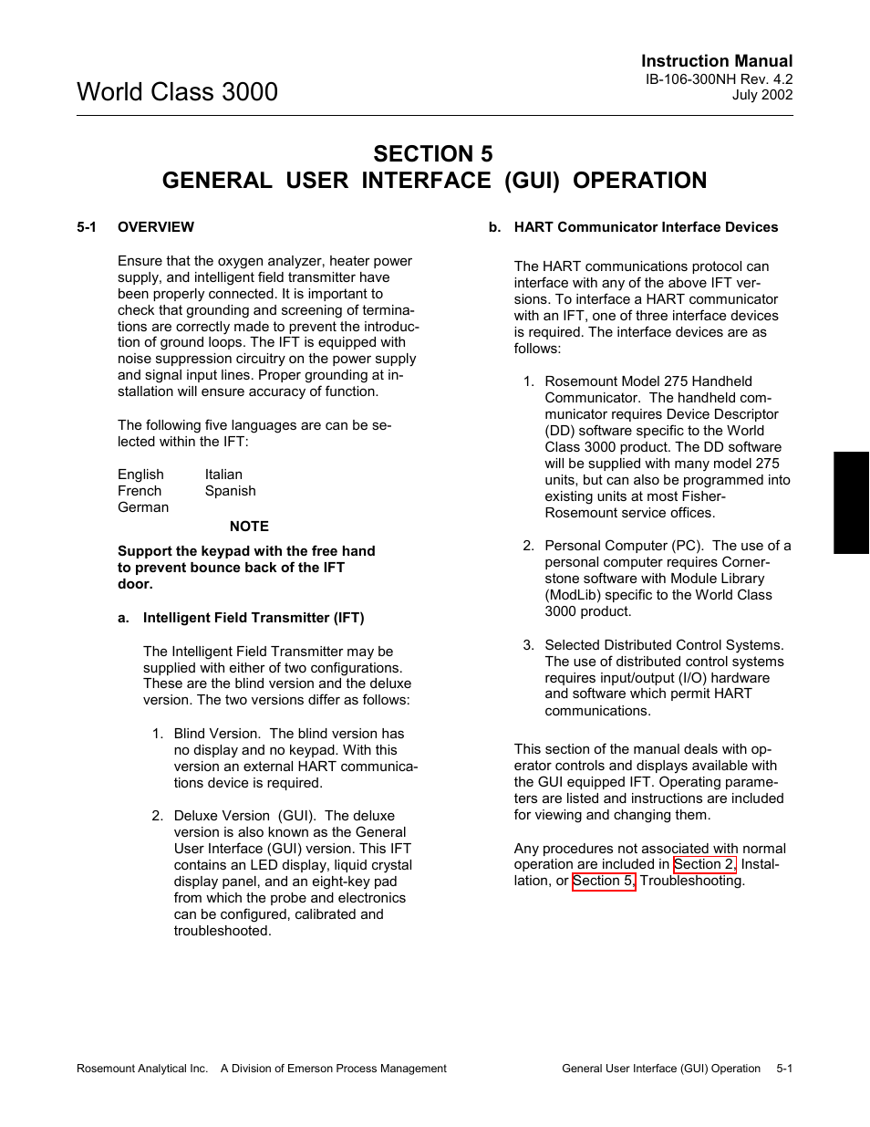 General user interface (gui) operation, Overview, General user interface (gui) operation -1 | Overview -1, World class 3000 | Emerson Process Management 3000 User Manual | Page 71 / 182