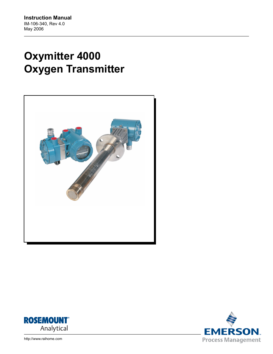 Emerson Process Management OXYMITTER 4000 IM-106-340 User Manual | 176 pages