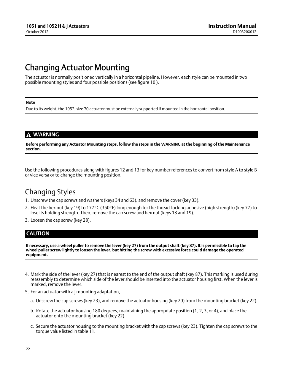 Changing actuator mounting, Changing styles | Emerson Process Management 1051 User Manual | Page 22 / 40